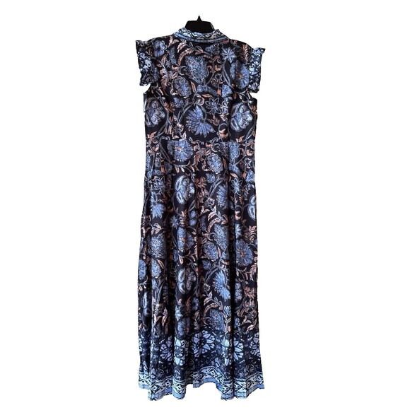 Dalia MacPhee womens Belted Long Maxi Dress size Large (8-10) Navy Blue Floral - Picture 4 of 9